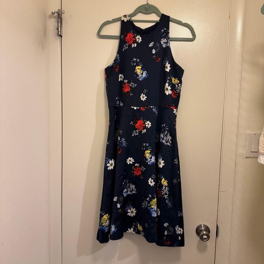 BANANA REPUBLIC PATRIZIA FLORAL RACER NECK FIT AND FLARE DRESS Size 6